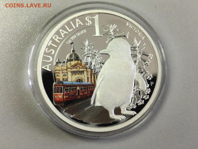 Австралия 1 доллар 2010 Пингвин, Ag999, до 10.11 - Ю Штаты Австралии Пингвин-1