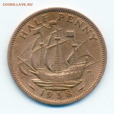 Британия ½ пенни 1938 до 9.11. - Британия_пол-пенни-1938_Р