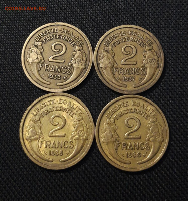 Франция 2 Франка 1933 , 1937 , 1938 ,1939 4 монеты До 10.11 - 20251018_214317