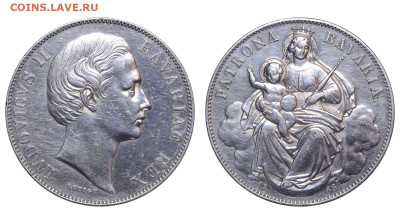 Бавария. 1 талер 1866 г. Мадонна. До 08.11.25. - Р2468
