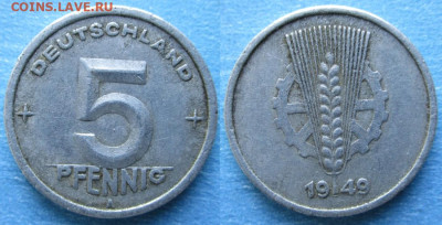 ГДР 5 пфеннигов 1949 А до 11-11-25 в 22:00 - ГДР 5 пфеннигов 1949 А    200-к102-11683