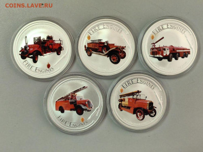 1дол 2005-2006 О-ва Кука, Пожарные машины Ag999 (5шт), до 12 - ЯЯ Пожарные машины - 1