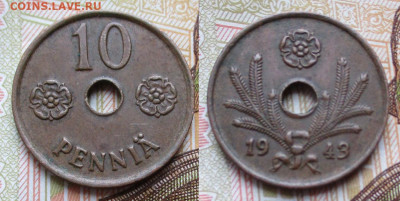 Финляндия 10 пенни 1943 до 12-11-25 в 22:00 - Финляндия 10 пенни 1943    10215