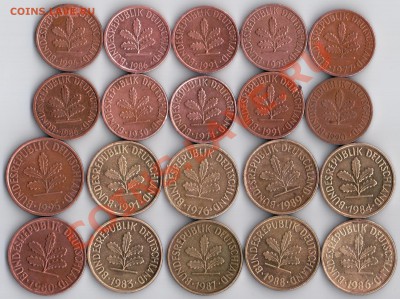 1,2,5,10 pfennig ФРГ и ГДР по 10 рублей - ФРГ1.2.5.