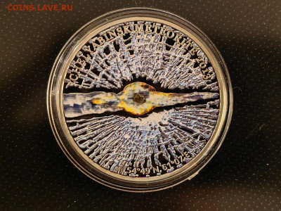 5дол 2013 О-ва Кука, Челябинский метеорит, Ag925, до 13.11 - Ю Метеорит Челяба-2