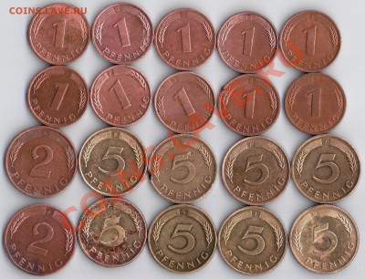 1,2,5,10 pfennig ФРГ и ГДР по 10 рублей - ФРГ1.2.5