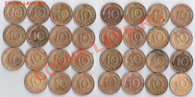 1,2,5,10 pfennig ФРГ и ГДР по 10 рублей - ФРГ10