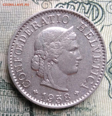 Швейцария 5 раппенов 1958 года до 10.11.2025 - IMG_20251106_183704