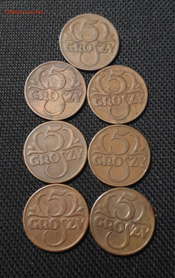 ПОЛЬША 5 ГРОШЕЙ 1928 - 1939 года 7 монет в лоте До 14.11 - 20251018_221942