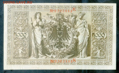 Германия 1000 марок 1910 красные печати до 13.11. - Германия_1000марок-1910-красные-печати-S_K_спинка