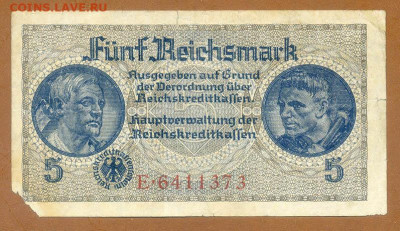Германия оккупационные 5 марок 1939 до 13.11. - Германия_оккупационные-5марок-1939_лицо