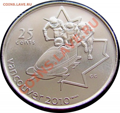 H03 Канада 25¢ Бобслей 2008 UNCдо 29.02 в 22°° - G76 25c Bob 2008_1