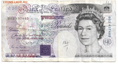 Англия 20 фунтов 1991 Великобритания до 15.11.2025 в 22:00 - Англия 20 фунтов 1991 4
