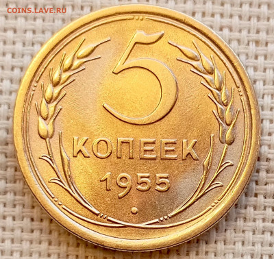 5 копеек 1955 года Штемпельный Блеск до 15.11 в 22.00 - 1762949938909