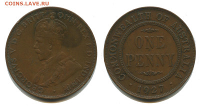 Австралия 1 пенни 1927 до 22.00 мск 14.11.2025 года - Австралия 1 пенни 1927