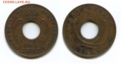 Восточная Африка 1 цент 1942 до 22.00 мск 14.11.2025 года - Восточная Африка 1 цент 1942