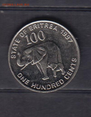Эритрея 1997 100 центов слон без оборота до 18 11 - 822
