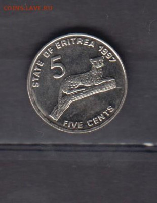 Эритрея 1997 5 центов  фауна  без оборота до 18 11 - 824