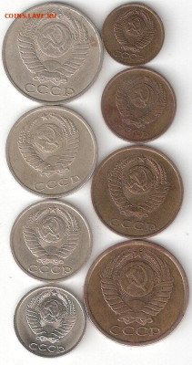 Набор подборки СССР 1983: 50к,20к,15к,10к,5к,3к,2к,1к - 1983-8шт А соин