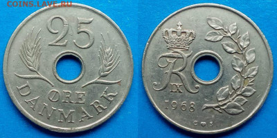 Дания - 25 эре 1968 года до 22.11 - Дания 25 эре, 1968   25