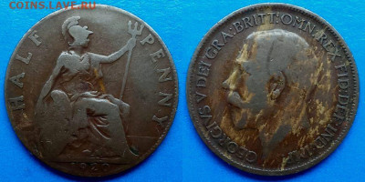 Великобритания - ½ пенни 1920 года до 22.11 - Великобритания 1.2 пенни, 1920   10