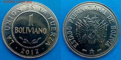 Боливия - 1 боливиано 2012 года до 22.11 - Боливия 1 боливиано, 2012   60