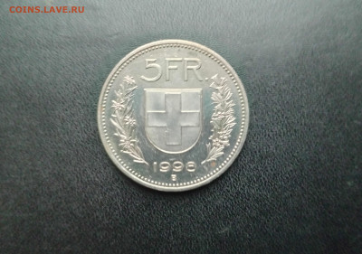 5 франков 1998 Швейцария До 23.11.2025 22-00мск - 20251117_142335