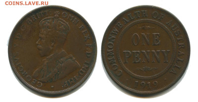Австралия пенни 1919 до 22.00 мск 21.11.2025 года - австралия 1 пенни 1919