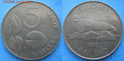 Финляндия 5 марок 1993 до 24-11-25 в 22:00 - Финляндия 5 марок 1993 м    187-ас46-9657