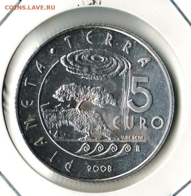 Сан Марино 5 евро 2008 Год Планеты Земля	, до 26.11 - 2025.8.14-2