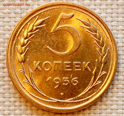 5 копеек 1956 года Штемпельный Блеск до 22.11 в 22.00 - 1763649280835