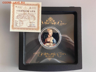 500фр 2017 Камерун Леонардо да Винчи - Дама с горностаем, Ag - Ю Камерун Горностай-2