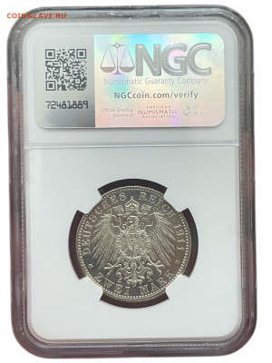 Германия 2 марки 1911 D. NGC UNC DET. Принц Луитбольд. - Photoroom_20251114_173258