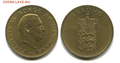 Дания 1 крона 1957 до 22.00 мск 28.11.2025 года - дания 1 крона 1957
