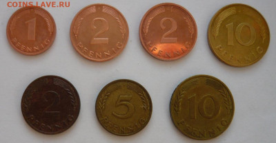 1,2,5,10 пфеннигов ФРГ1950-82гг.7шт(естьUNC).До30.11. 22.00. - P1470262.JPG