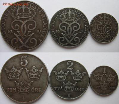 Швеция 1,2,5 эре 1944-49 гг. До 28.11.25 - Швеция 1,2,5 эре 1944-49.JPG