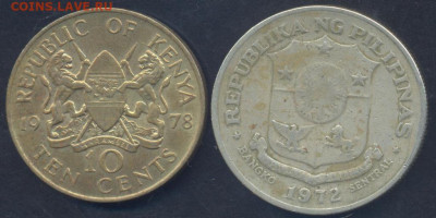 Кения 10 центов 1978 г.30.11.2025 г. 22 -00 МСК. - Кения