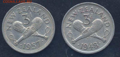 Новая Зеландия 3 пенса 1957 г.30.11.2025 г. 22 -00 МСК. - Н. Зеландия