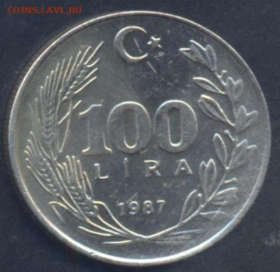 Турция 100 лир 1987 г.  30.11.2025 г. 22 -00 МСК. - Турция