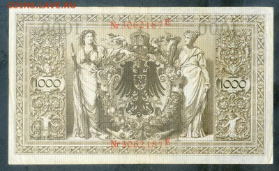 Германия 1000 марок 1910 красные печати до 5.12. - Германия_1000марок-1910_крас-пти-H_спинка
