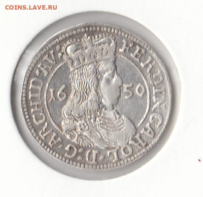 Графство Тироль 3 крейцера, 1650	, до 06.12 - 1