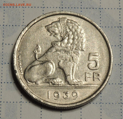 Бельгия 5 франков 1939 до 7.12.2025 - Бельгия 5 франков 39.JPG