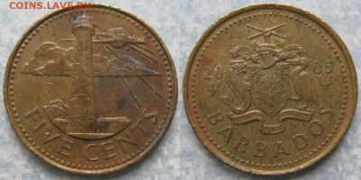 Барбадос 5 центов 2005 до 08-12-25 в 22:00 - Барбадос 5 центов 2005    190-ас88-11247