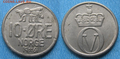 Норвегия 10 эре 1961 до 08-12-25 в 22:00 - Норвегия 10 эре 1961    190-к91-11454