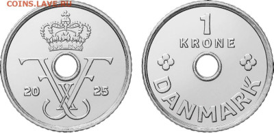 НОВОСТИ - Дания монета 2025 крона1 а