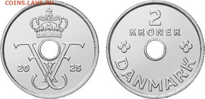 НОВОСТИ - Дания монета 2025 крона2 а