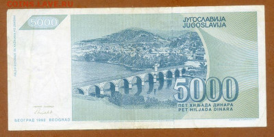 Югославия 5000 динаров 1992 до 8.12. - Югославия_5000динаров-1992-AC_спинка