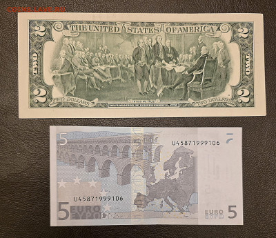 Две штуки. 5 евро и 2 доллара без обращения. - 20251207_155052