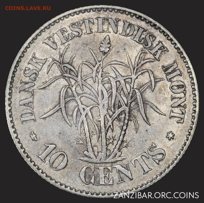 ЗАНИМАТЕЛЬНАЯ НУМИЗМАТИКА - Датская Вест-Индия 10 центов, 1862