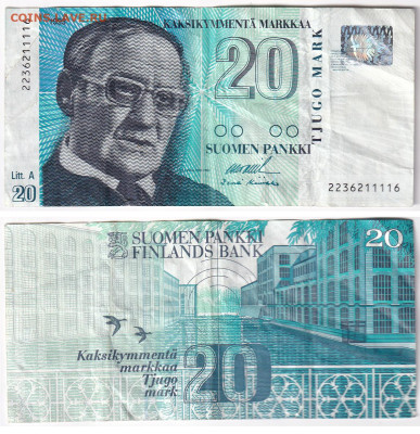 20 марок Финляндия 1993 до 16.12.2025, 22:00 - 200Markkaa_Fin